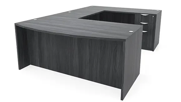 Bow-Front U-Desk 66in W x 102in D with 2 Pedestals