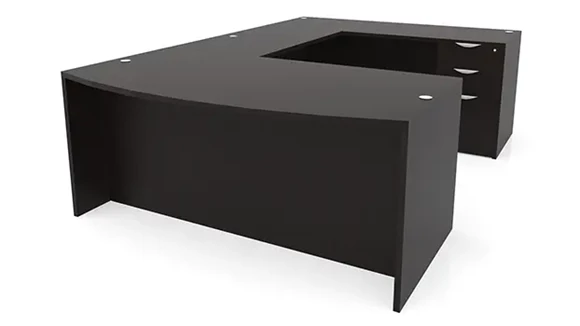 Bow-Front U-Desk 66in W x 95in D with 2 Pedestals