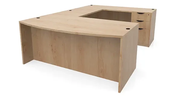 Bow-Front U-Desk 66in W x 107in D with 2 Pedestals