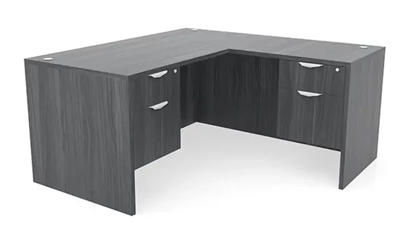 L-Desk 66in W x 65in D with 2 Pedestals