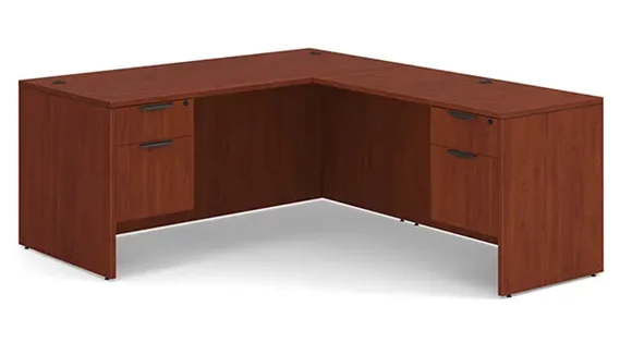 L-Desk 66in W x 77in D with 2 Pedestals