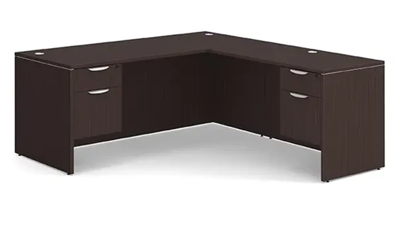 L-Desk 72in W x 77in D with 2 Pedestals