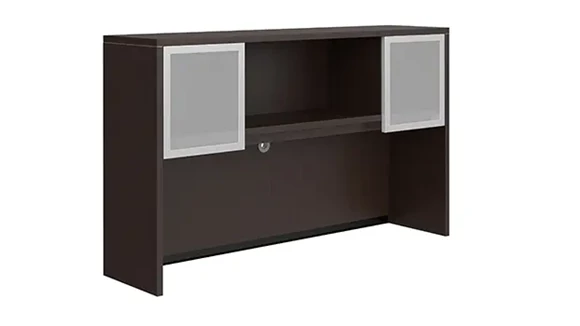 Desk Hutch 60in W x 15in D x 36in H with 2 Glass Doors