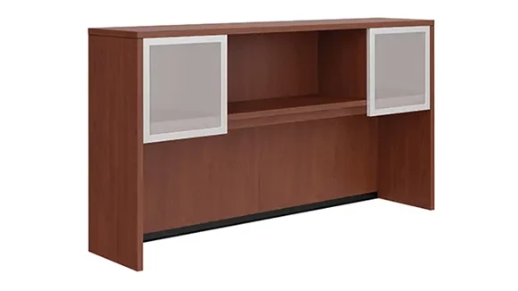 Desk Hutch 66in W x 15in D x 36in H with 2 Glass Doors