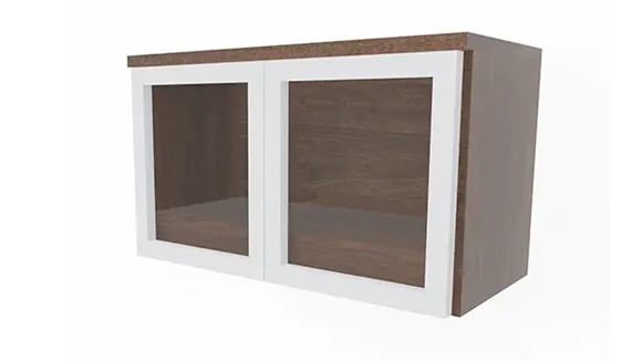 Desk Hutch 37in W x 15in D x 17in H with Glass Doors