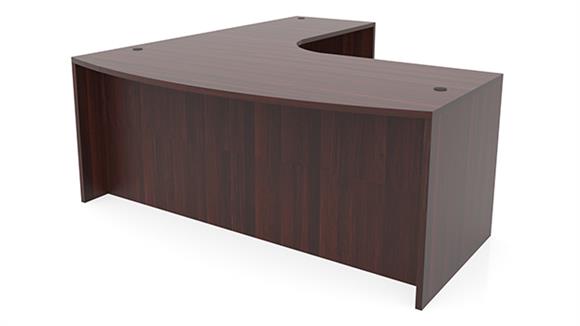 72in x 96in Curved Corner Bow Front L-Desk