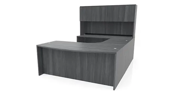 Bow-Front U-Desk 72in W x 107in D with Hutch