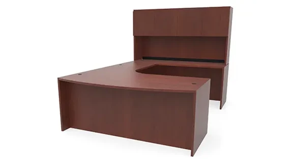 Bow-Front U-Desk 72in W x 114in D with Hutch