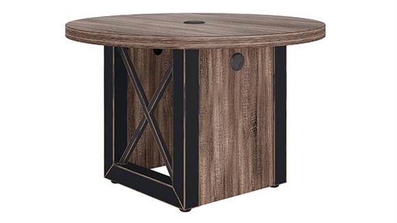 Round Conference Table with Cubed Base