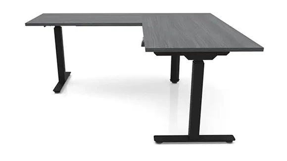 Sit-To-Stand L-Desk 60in W x 66in D with 3 Stage Legs