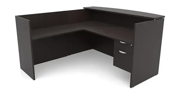 Reception L-Desk 72in W x 72in D with 1 Pedestal and Wire Management
