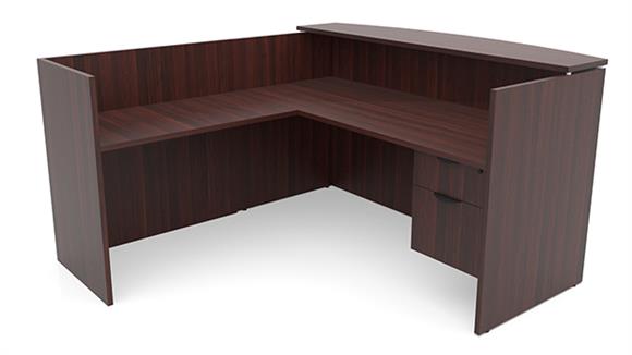 72in x 72in L-Shaped Reception Desk Single Hanging Pedestal with Laminate Transaction Counter