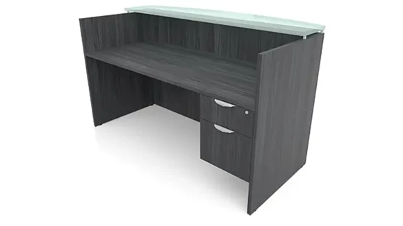 Reception Desk 72in W x 30in D with 1 Pedestal and Wire Management