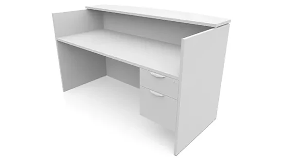 Reception Desk 70in W x 30in D with 1 Pedestal and Wire Management