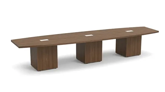 Boat Shape Conference Table 14ft W x 48in D with Grommets and Wire Management