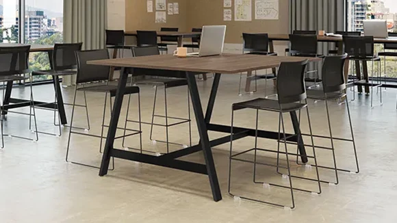 Standing Height Conference Table 60in W x 48in D x 42in H with Metal A-Legs