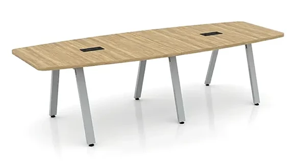 Boat Shape Conference Table 12ft W x 48in D with Metal A-Legs