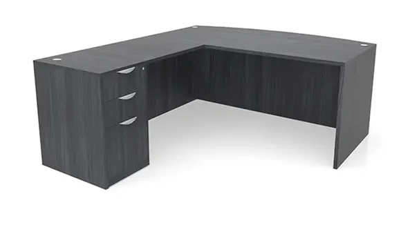 Bow-Front L-Desk 72in W x 76in D with 1 Pedestal