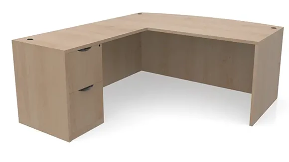 Bow-Front L-Desk 72in W x 88in D with 1 Pedestal