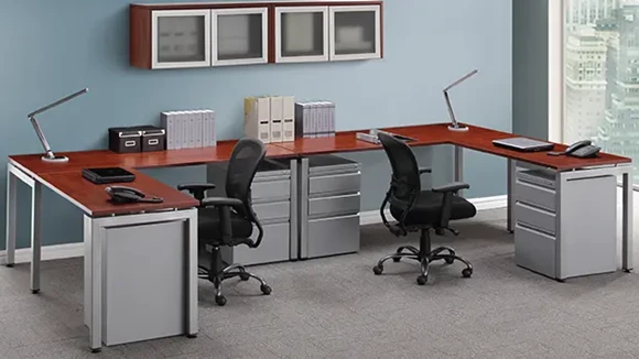 Workstation 144in W x 72in D with 2 Pedestals