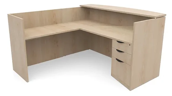 L-Desk Reception Desk 72in W x 72in D with 1 Pedestal