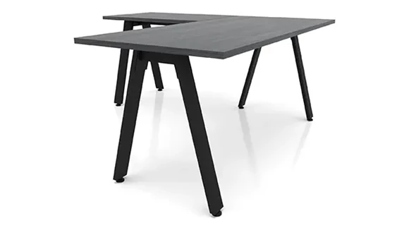 L-Desk 72in W x 78in D with Metal Legs