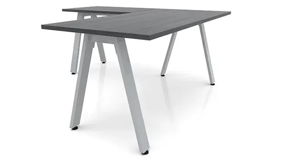 L-Desk 60in W x 78in D with Metal Legs