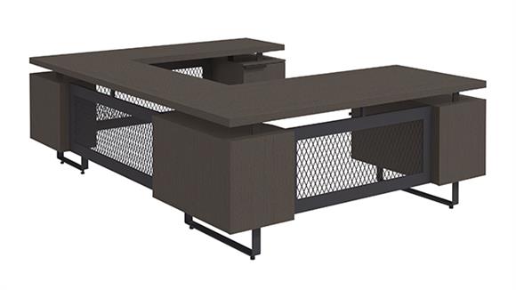 72in x 102in Double Pedestal U-Desk with Dual Storage Units
