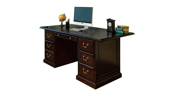 72in W Double Pedestal Wood Veneer Desk