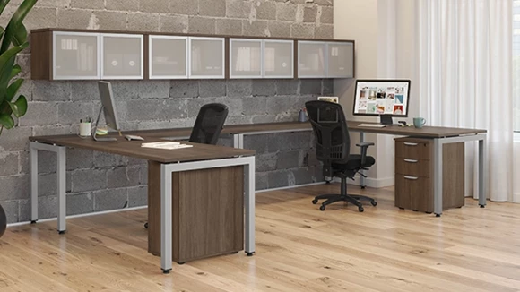 Workstation 144in W x 72in D with 1 Pedestal and Metal Legs
