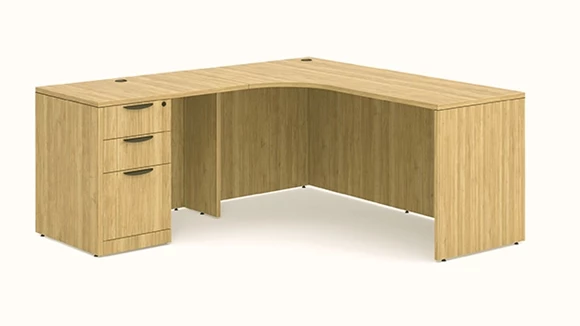 L-Desk 72in W x 71in D with Corner Extension and 1 Pedestal