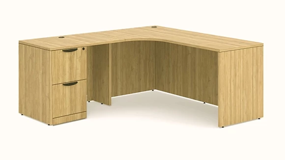 L-Desk 66in W x 66in D with Corner Extension and 1 Pedestal