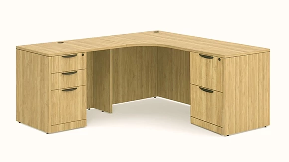 L-Desk 72in W x 66in D with Corner Extension and 2 Pedestals