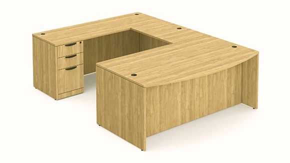 Bow-Front U-Desk 72in W x 112in D with 1 Pedestal