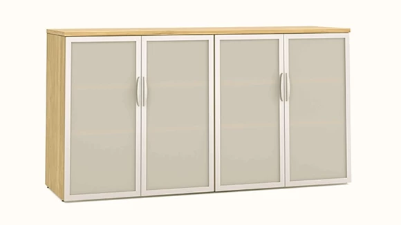 36in H Tall Double Glass Door Storage Credenza
