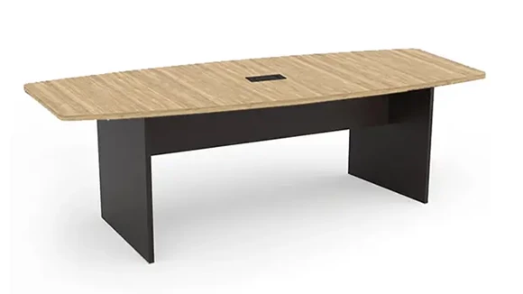 Boat Shape Conference Table 8ft W x 44in D with Grommets and Slab Base