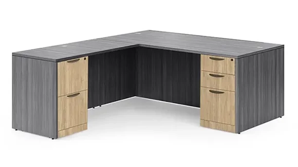 L-Desk 72in W x 84in D with 2 Pedestals