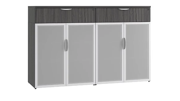 Double Tall Glass Door Combo Credenza 72in W x 22in D x 46in H