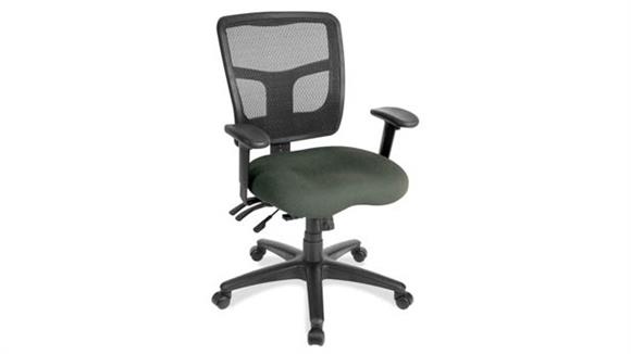 Cool Mesh Mid Back Leather Seat Chair with Seat Slider and Black Frame