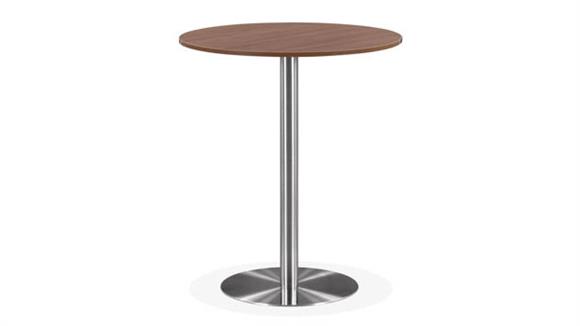 30in Round Cafe Height Table with Brushed Aluminum Base