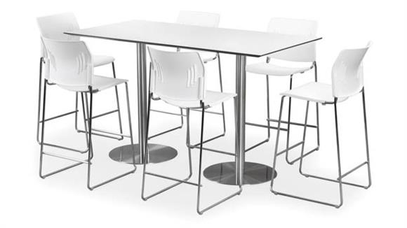 30in x 66in Rectangular Cafe Height Table with Brushed Aluminum Base