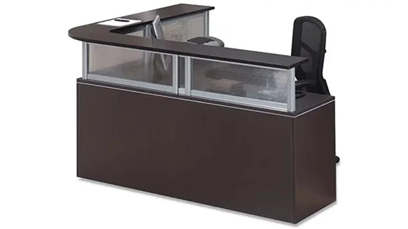 L-Desk Reception Desk 72in W x 72in D with 1 Pedestal and Keyboard Tray