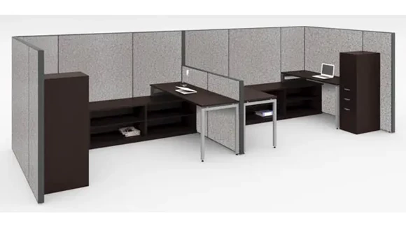2 Person Workstation with 2 Pedestals and Storage