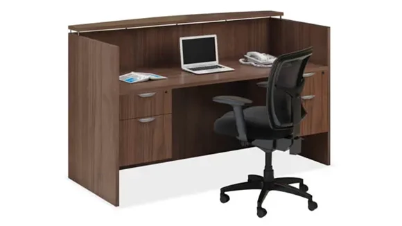 Reception Desk 72in W x 30in D with 2 Pedestals and Wire Management