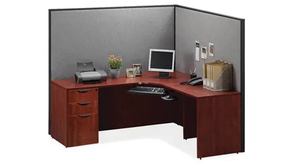 L-Shaped Cubicle 75in W x 75in D with 1 Pedestal and Privacy Panels