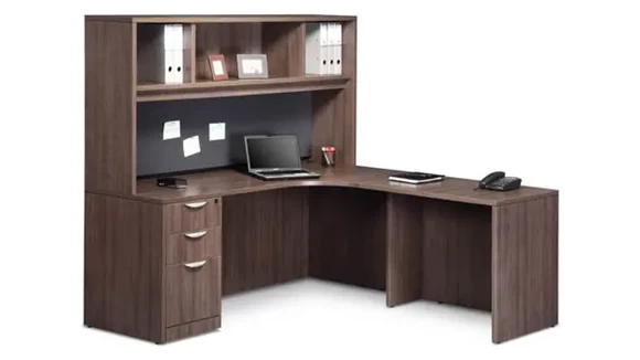 L-Desk 72in W x 66in D with 1 Pedestal and Hutch