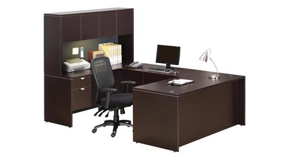 72in x 101in Single Hanging Pedestal U-Shaped Desk with Hutch