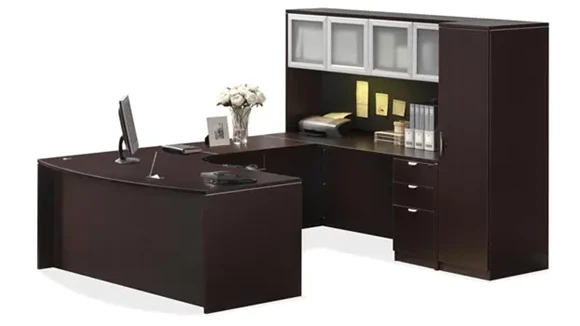 U-Desk 89in W x 107in D with 1 Pedestal and Hutch