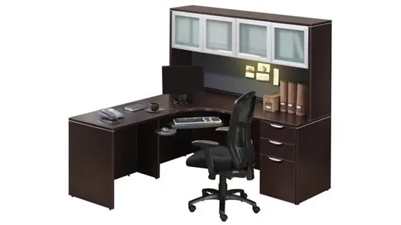 Corner Desk 72in W x 72in D with 1 Pedestal and Hutch
