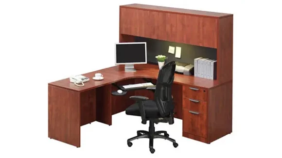 Corner Desk 72in W x 72in D with 1 Pedestal and Hutch